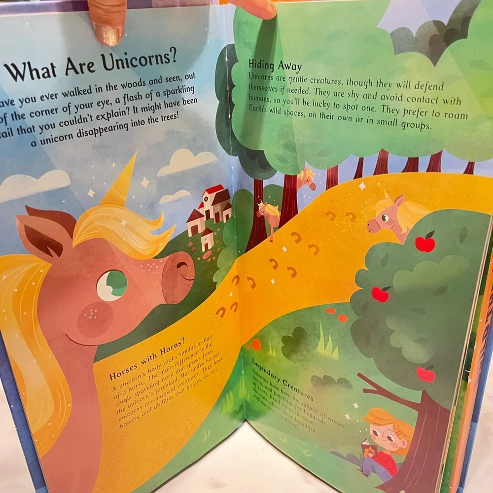 Build the Unicorn Kids Building Set, reading book, and Lear